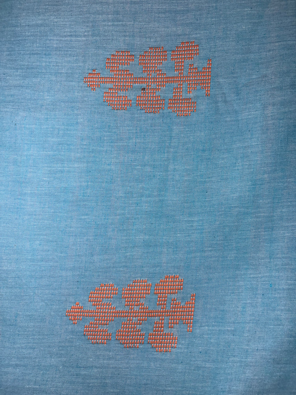 Sky Blue Bawan Buti Handwoven Cotton Saree with Contrast Border