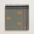 ARAYA Bawan Buti Handloom Saree – Sage Green with Mustard Motifs & Classic Border