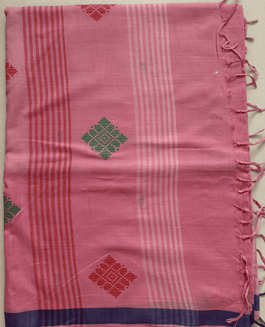 ARAYA Bawan Buti Handloom Saree – Blush Pink with Heritage Motifs & Contrast Border