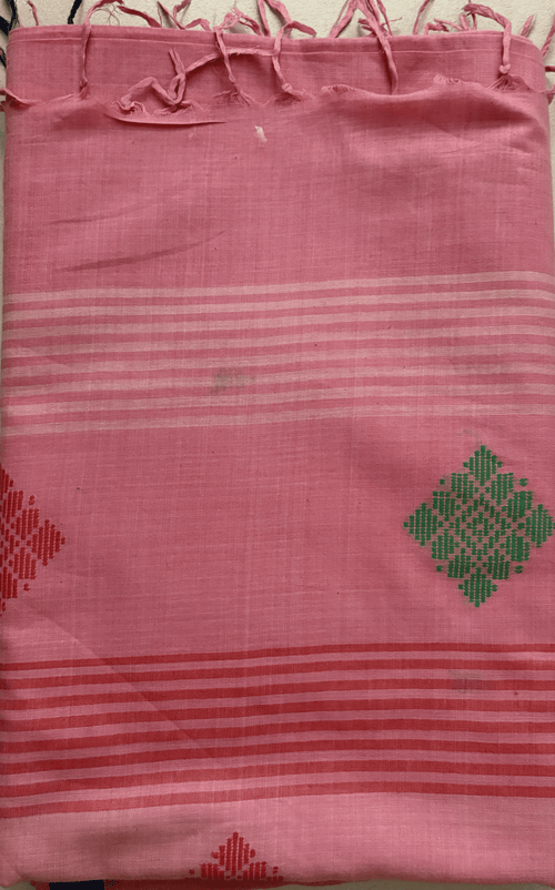 ARAYA Bawan Buti Handloom Saree – Blush Pink with Heritage Motifs & Contrast Border