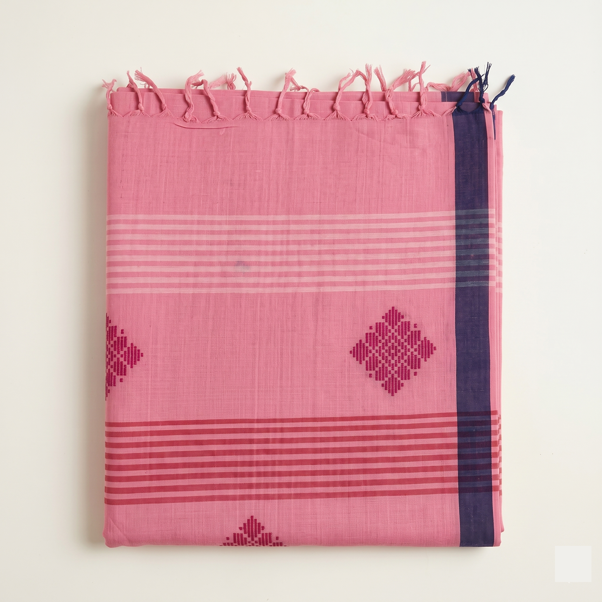 ARAYA Bawan Buti Handloom Saree – Blush Pink with Heritage Motifs & Contrast Border