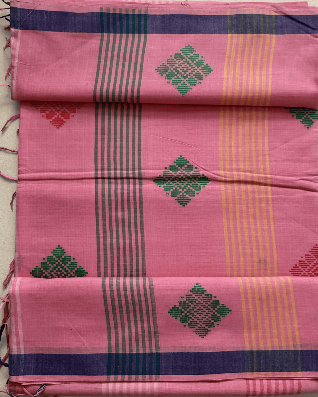 ARAYA Bawan Buti Handloom Saree – Blush Pink with Heritage Motifs & Contrast Border